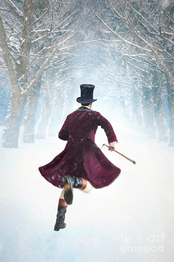 Regency Man Running Through Snow Photograph by Lee Avison