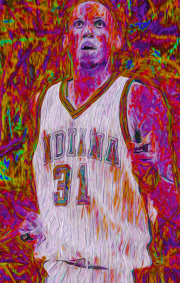 Reggie Miller NBA Basketball Indiana Pacers Painted Digitally Photograph by David Haskett II
