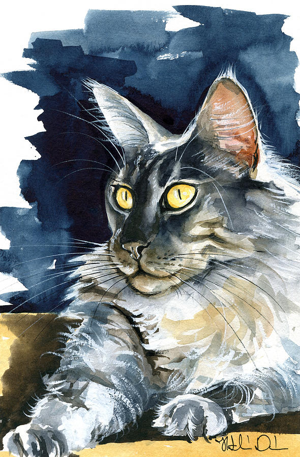 Regina - Maine Coon Painting Painting by Dora Hathazi Mendes Regina - Maine Coon Painting Painting by Dora Hathazi Mendes