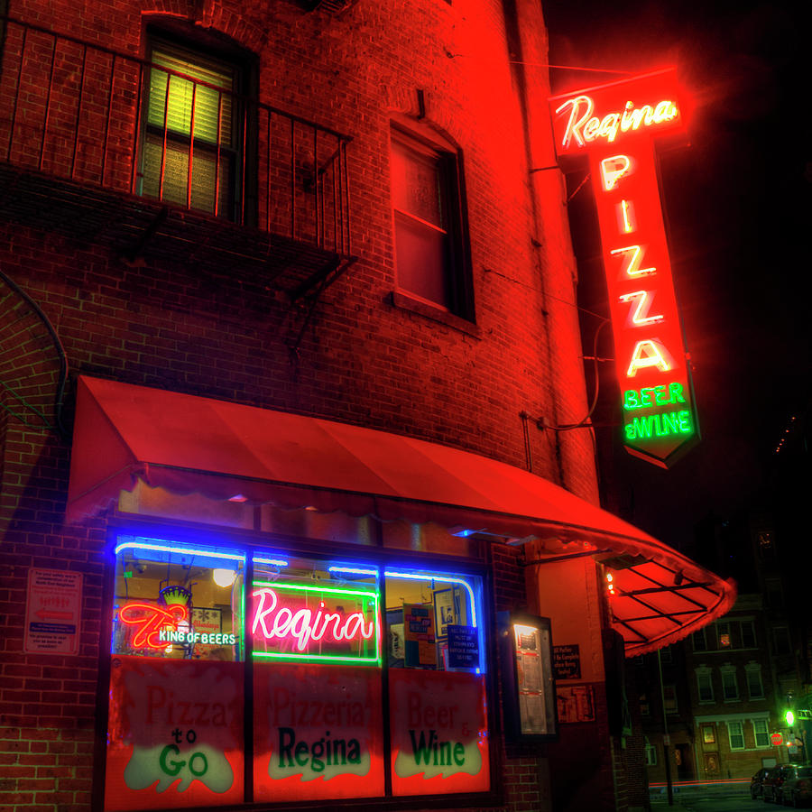 Regina Pizza Neon Sign 2 - Boston North End Photograph by Joann Vitali
