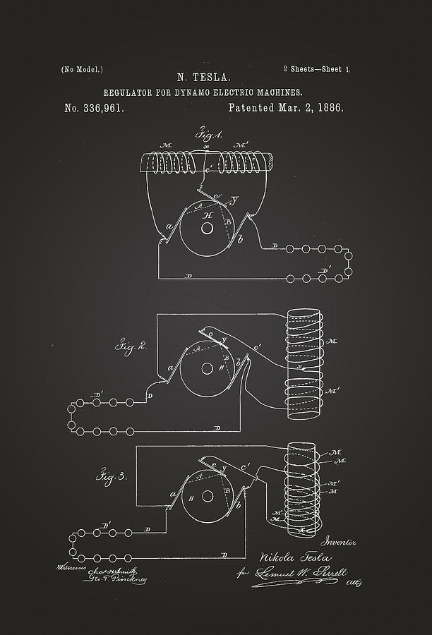 Regulator for dynamo-electric machines Patent Drawing from 1886 ...