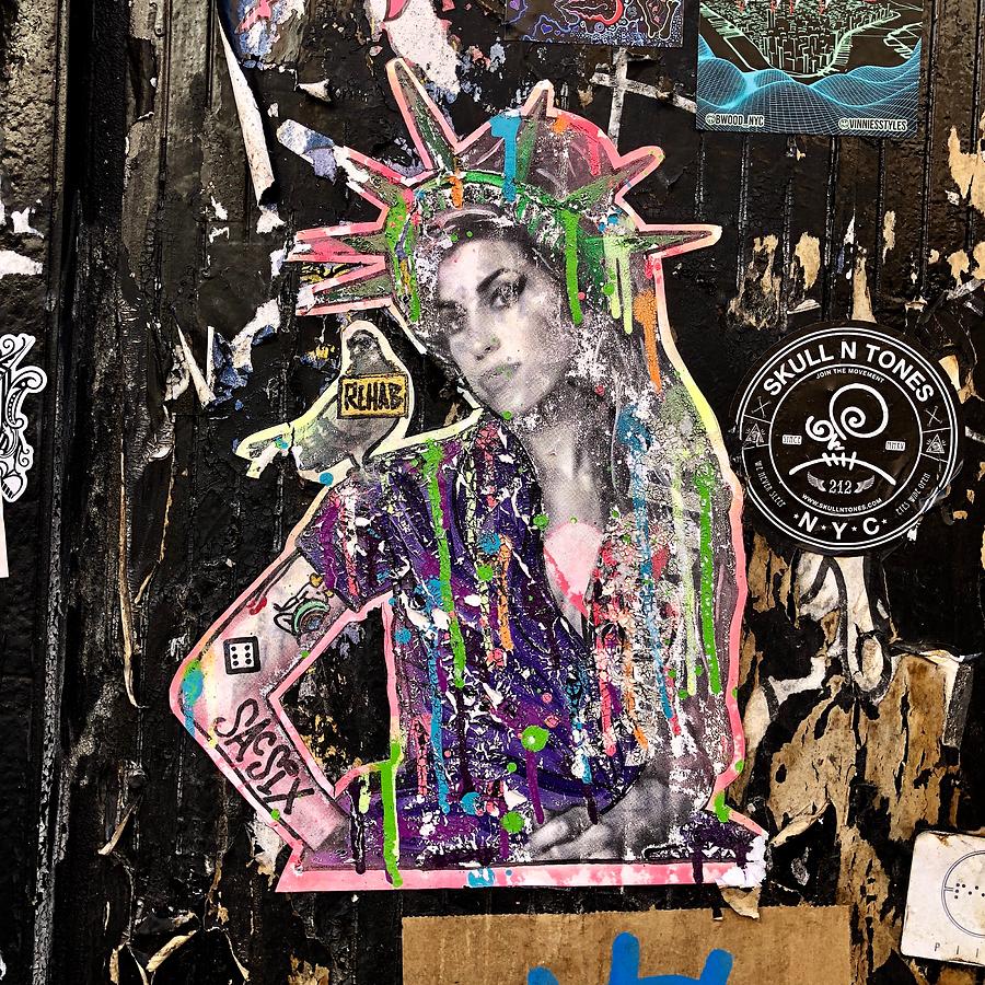 New York City Rehab Amy Winehouse Graffiti Painting by Anna Ruzsan