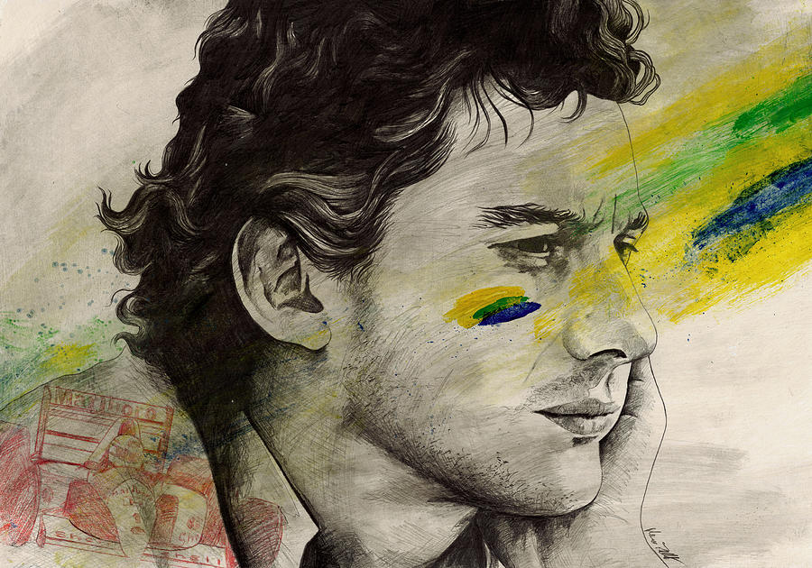 Car Drawing - Rei do Brasil - Tribute to Ayrton Senna da Silva by Marco Paludet