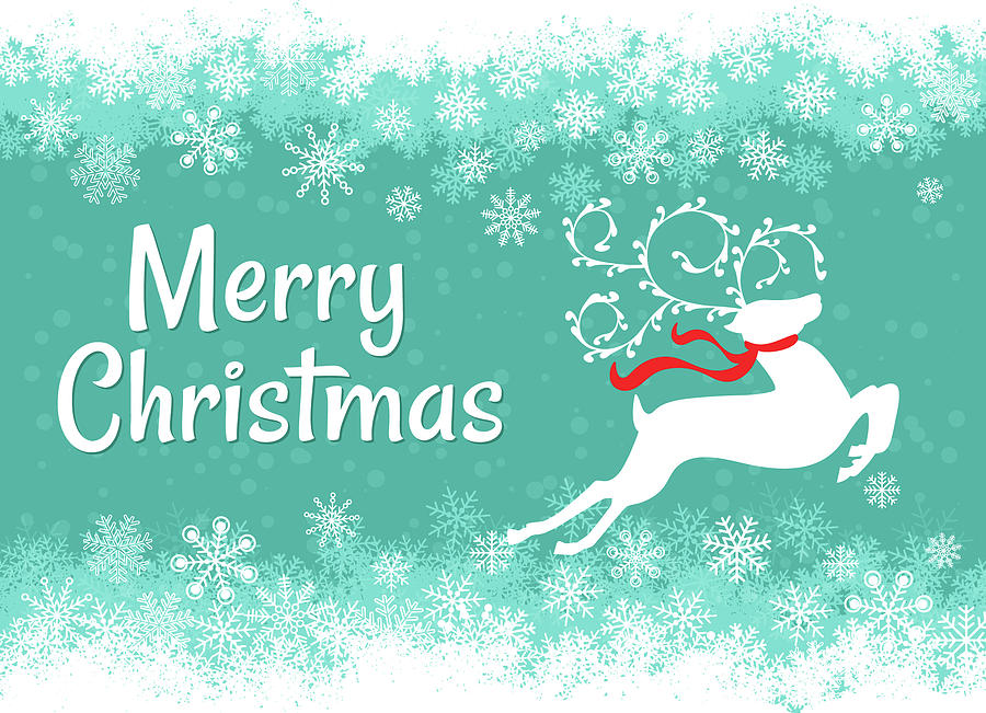 Reindeer And Snowflakes Christmas Card Digital Art by Serena King
