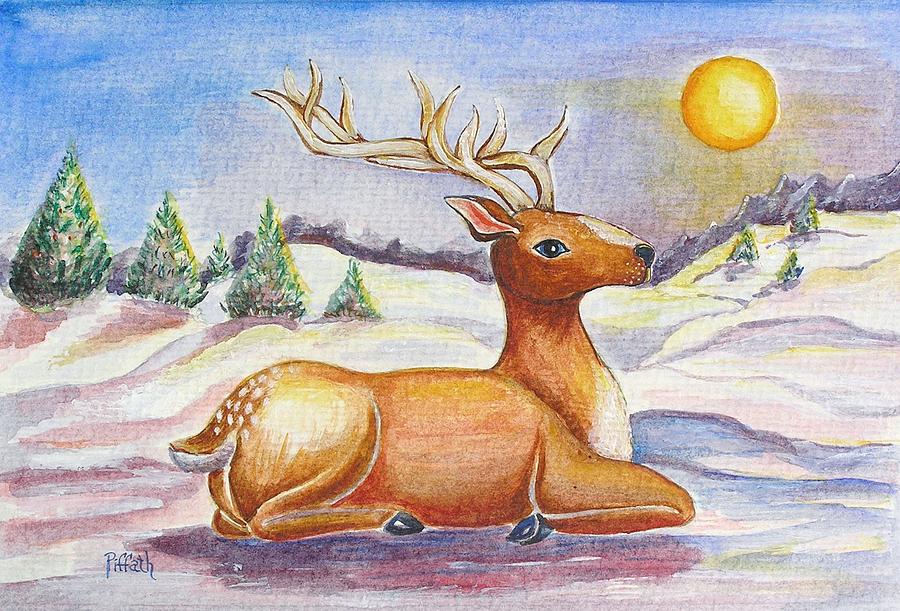 Reindeer Painting by Patricia Piffath