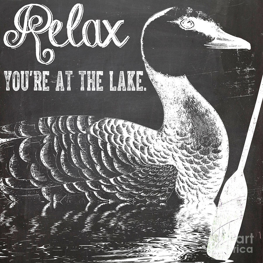 Into The Woods Painting - Relax Lake House Duck Sign by Mindy Sommers