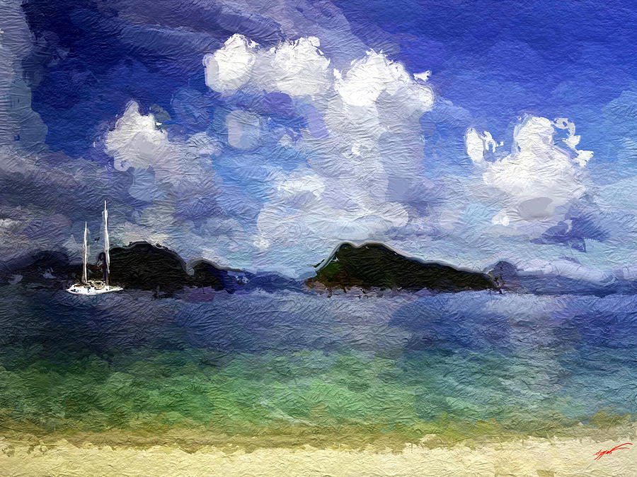 Hawaiian Landscape Digital Art - Relaxed logoon by Anthony Fishburne