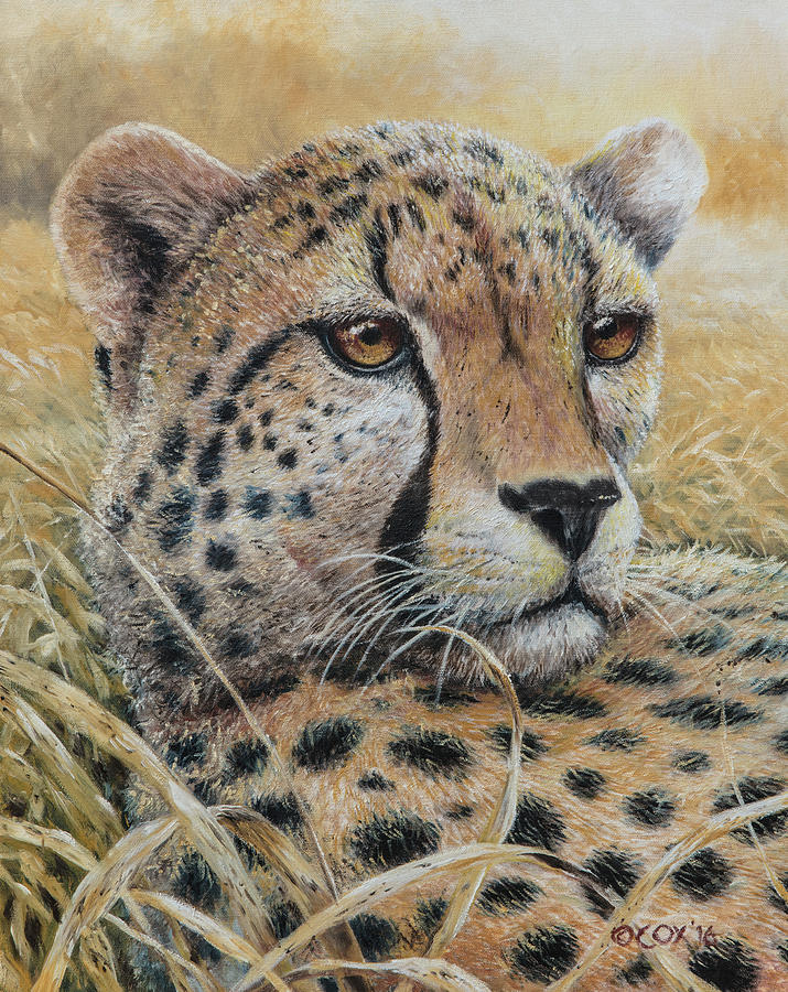 Relaxed moment - Cheetah Painting by Christopher Cox