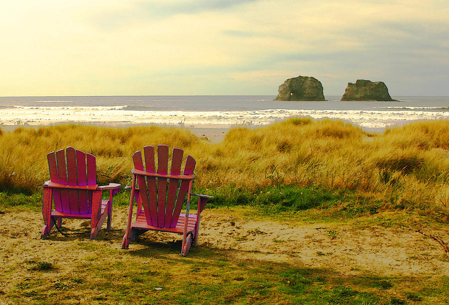 Relaxing at Rockaway Beach and Twin Rocks Photograph by Margaret Hood