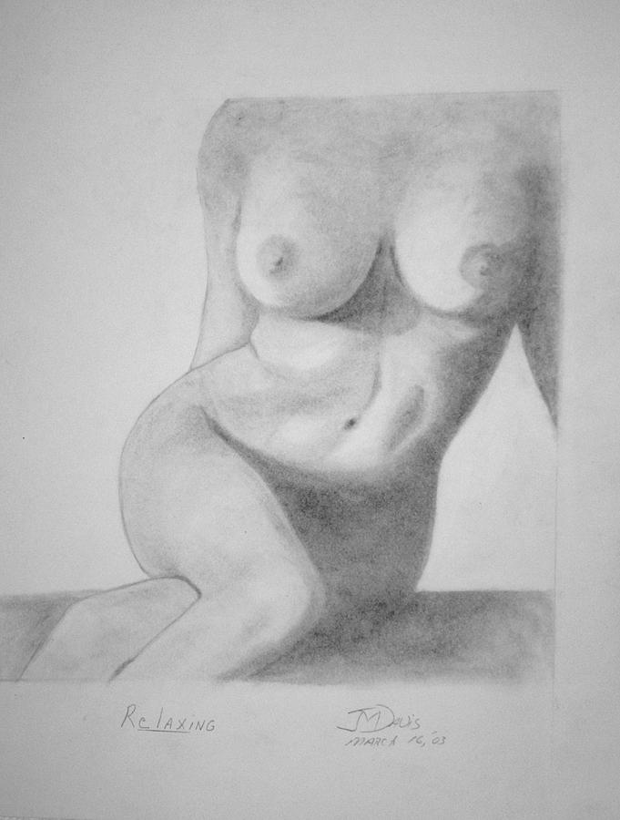 Nude Drawing - Relaxing by John Davis
