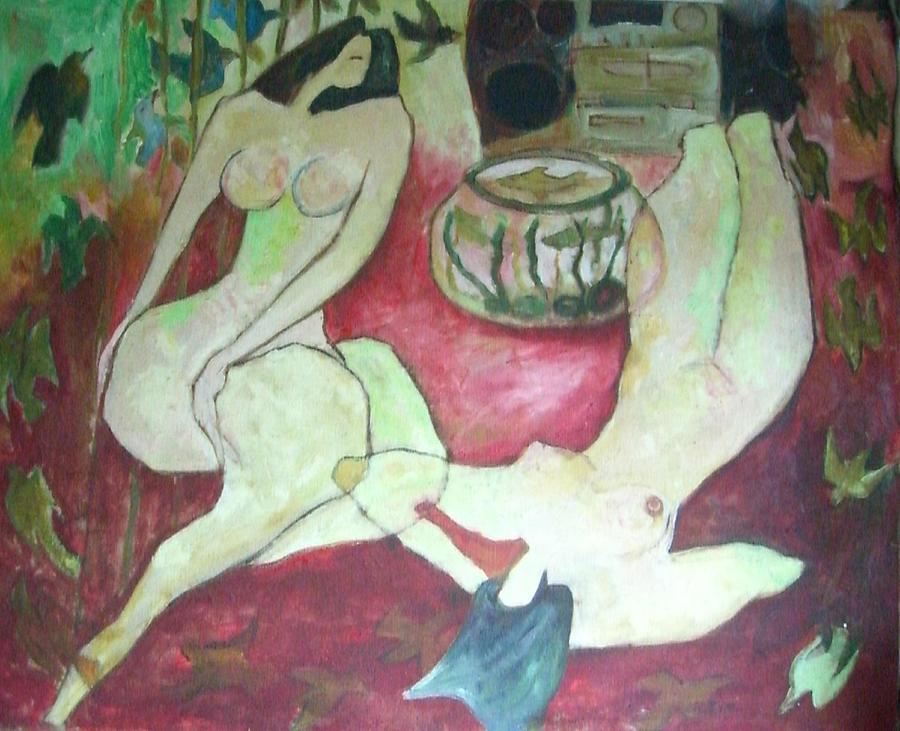 Relaxing nudes Painting by L R B