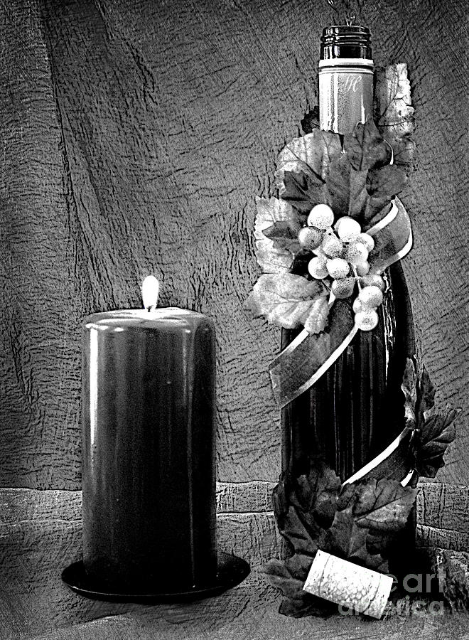 Relaxing with Wine in B and W Photograph by Sherry Hallemeier