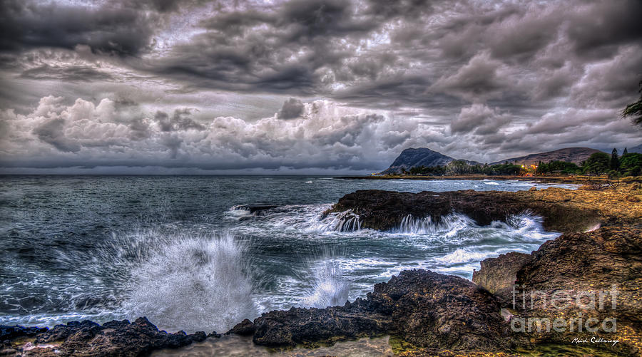 Relentless Oahu West Coast Stormy Sunset Hawaii Collection Art Photograph by Reid Callaway