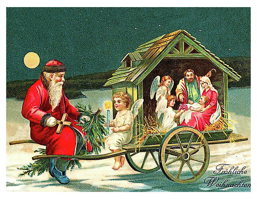 Religious Christmas vintage greeting Digital Art by Long Shot