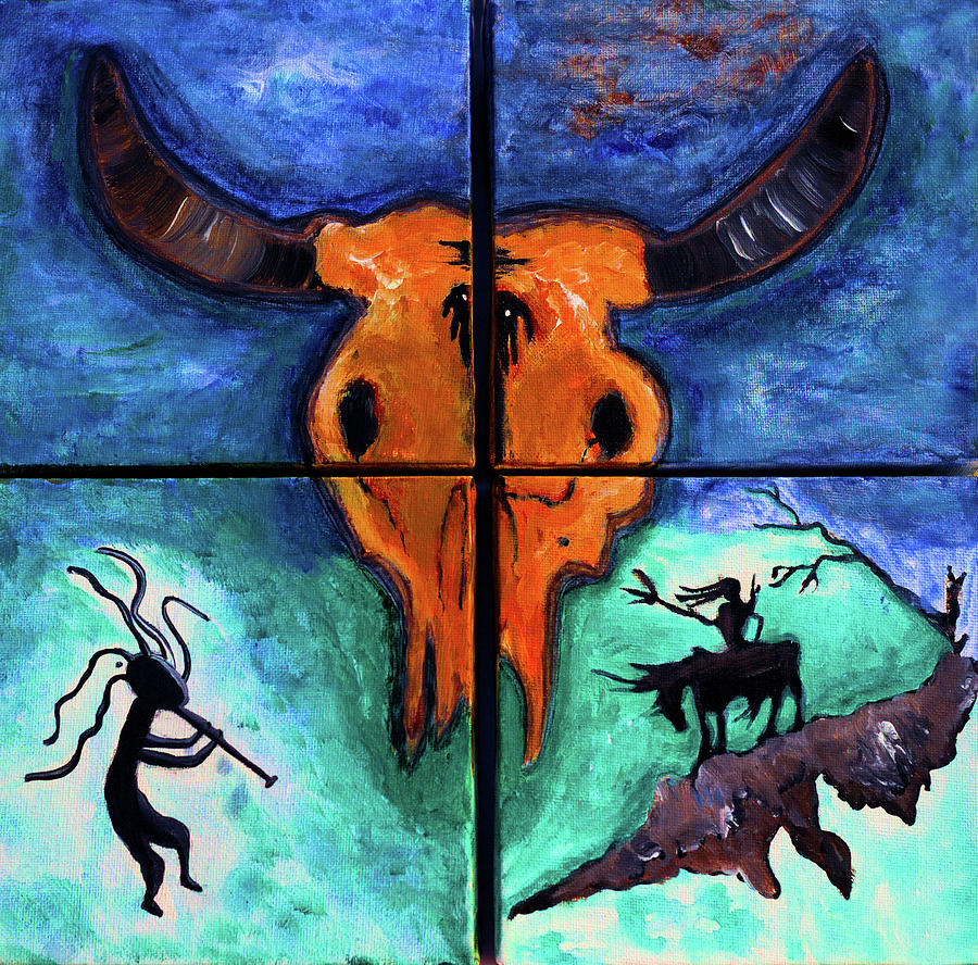 Bull Painting - Relocation at the End of the Trail of Tears by Ayasha Loya