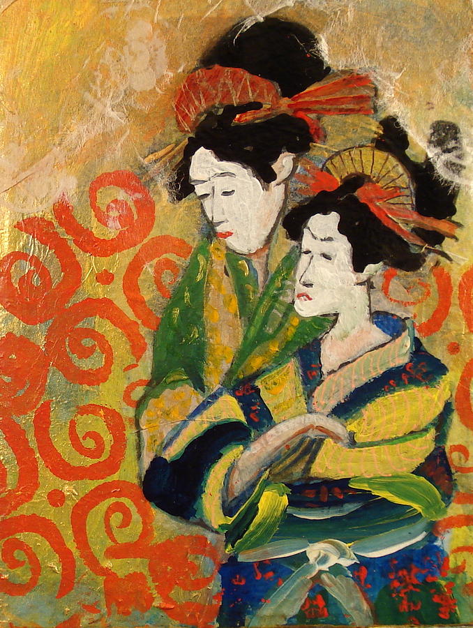 Reluctant Geishas Mixed Media by Buff Holtman