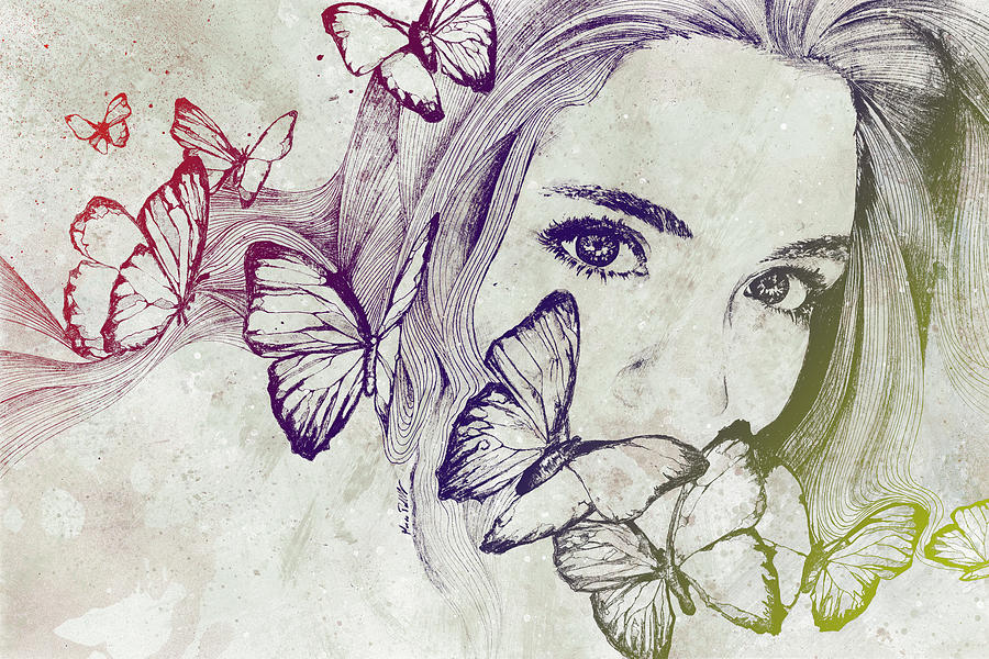Girl and butterflies Mehilia - Illustrations ART street
