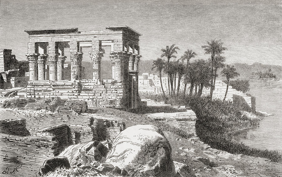 Temple Drawing - Remains Of The Temple At Philae, Egypt by Vintage Design Pics