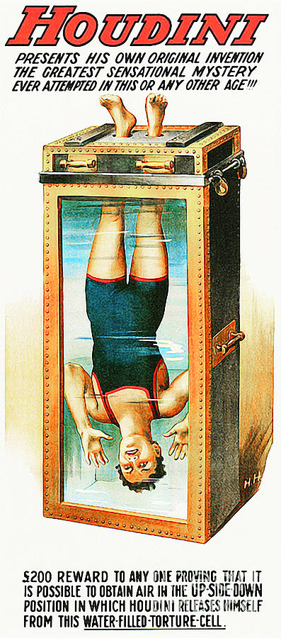 Remastered Nostalgic Vintage Poster Art Houdini Water Filled Torture Cell 20170415 Photograph by Wingsdomain Art and Photography