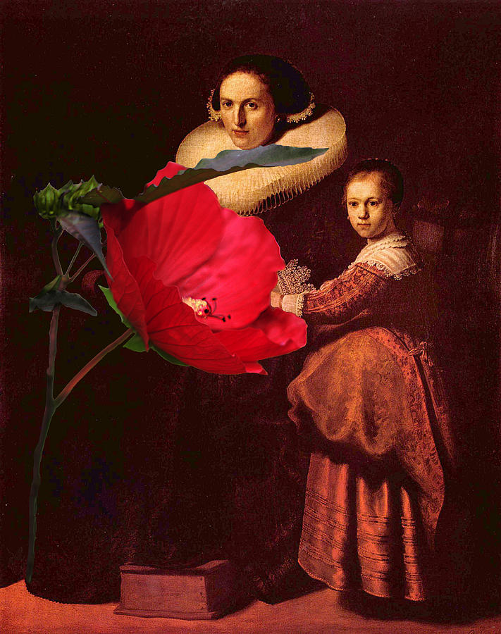 Rembrandt susanne van Collen And Her Daughter Anna With A Red Flower Photograph by Suzanne Powers