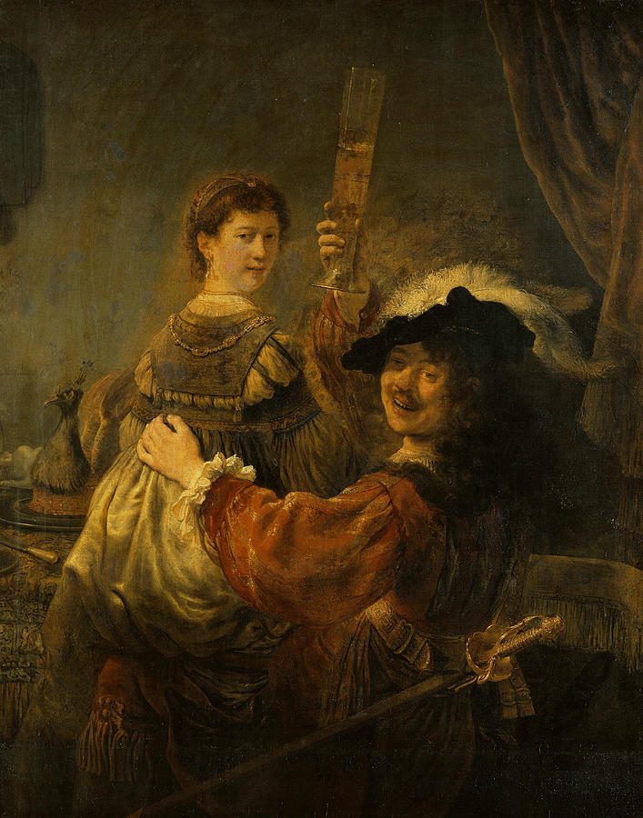 Rembrandt and Saskia in the Scene of the Prodigal Son Painting by Rembrandt
