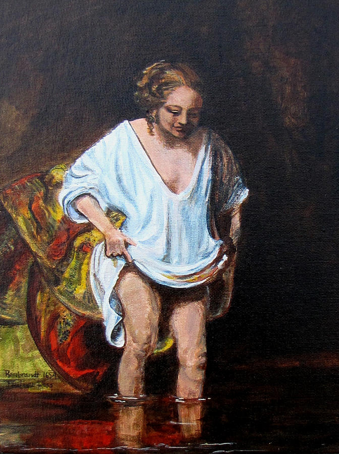 Rembrandts Woman Bathing Painting By Pauline Ross Pixels