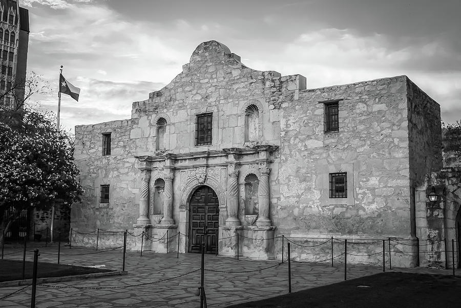Remembering the Alamo in Black and White - San Antonio Texas Photograph by Gregory Ballos