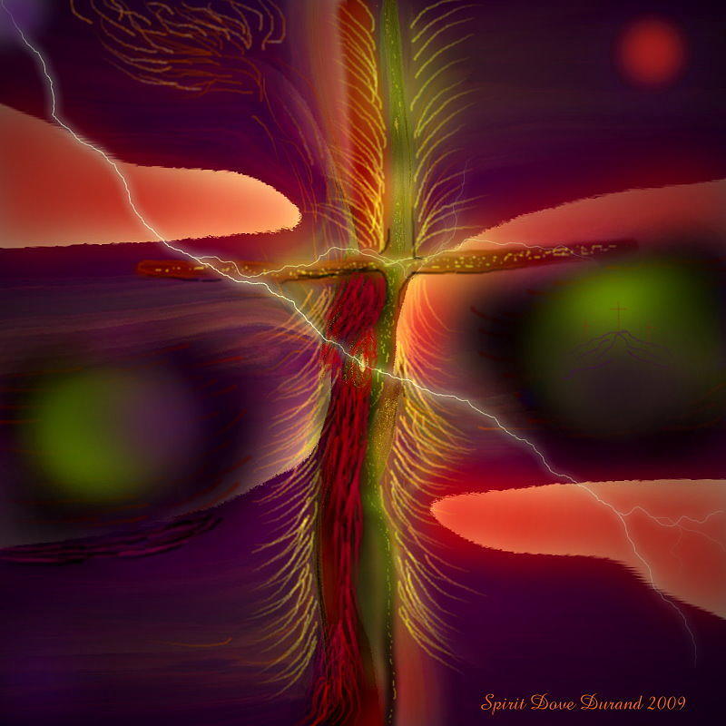 Dove Digital Art - Remembering The Cross Abstract by Spirit Dove Durand