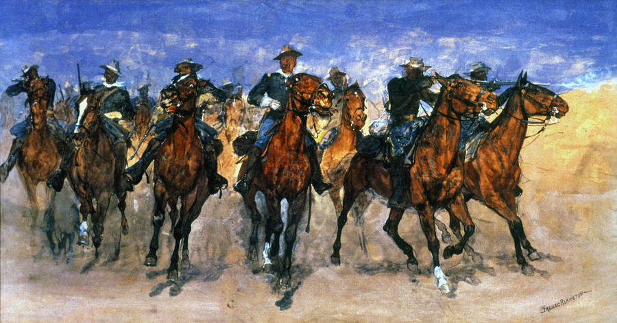 TROOPERS, c1890 Painting by Frederic Remington