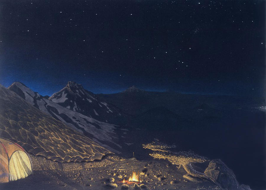 Mountain Pastel - Remote Campsite by John  Baehr
