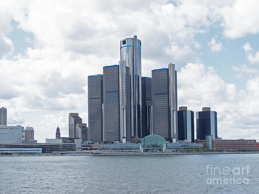 Detroit Photograph - Renaissance Center from Detroit River by Ann Horn
