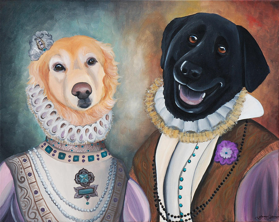 Animal Painting - Renaissance Dogs by Lauren Elizabeth