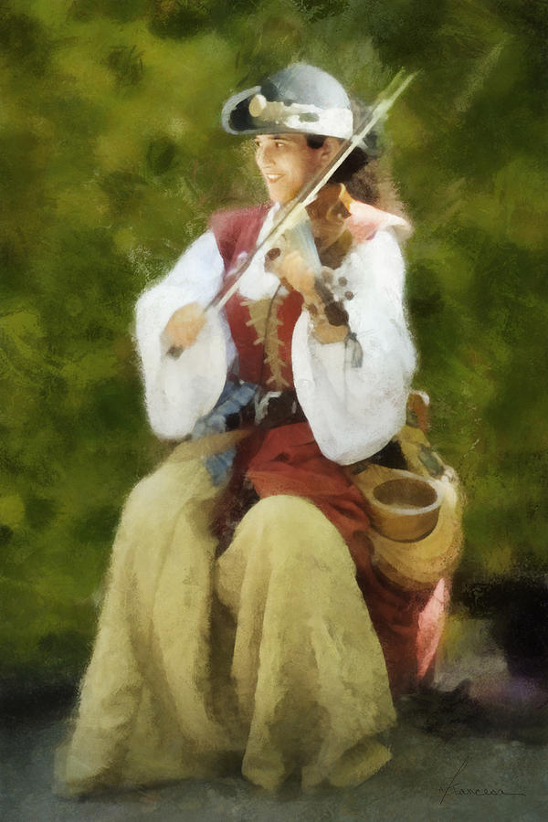 Renaissance Fiddler Lady Digital Art by Frances Miller