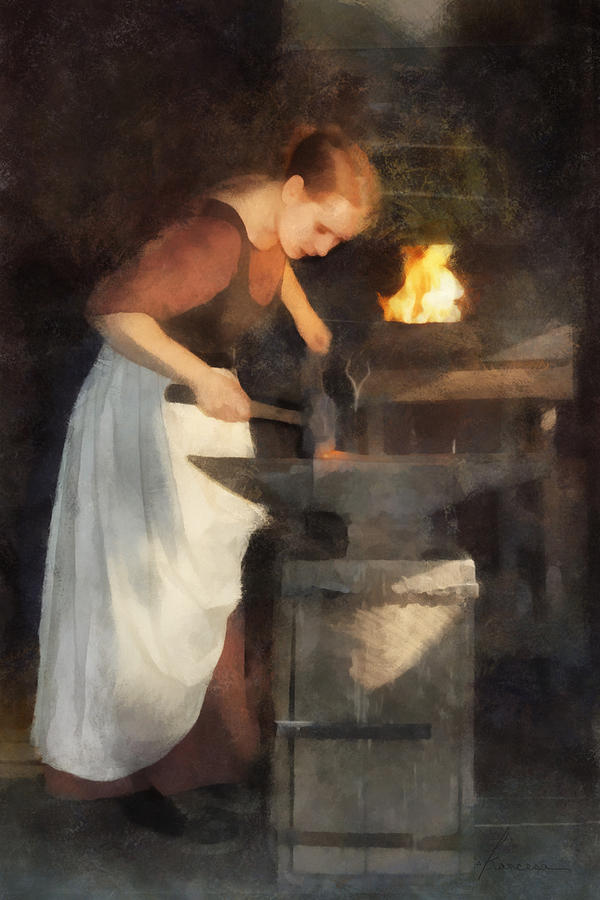 Renaissance Lady Blacksmith Digital Art by Frances Miller