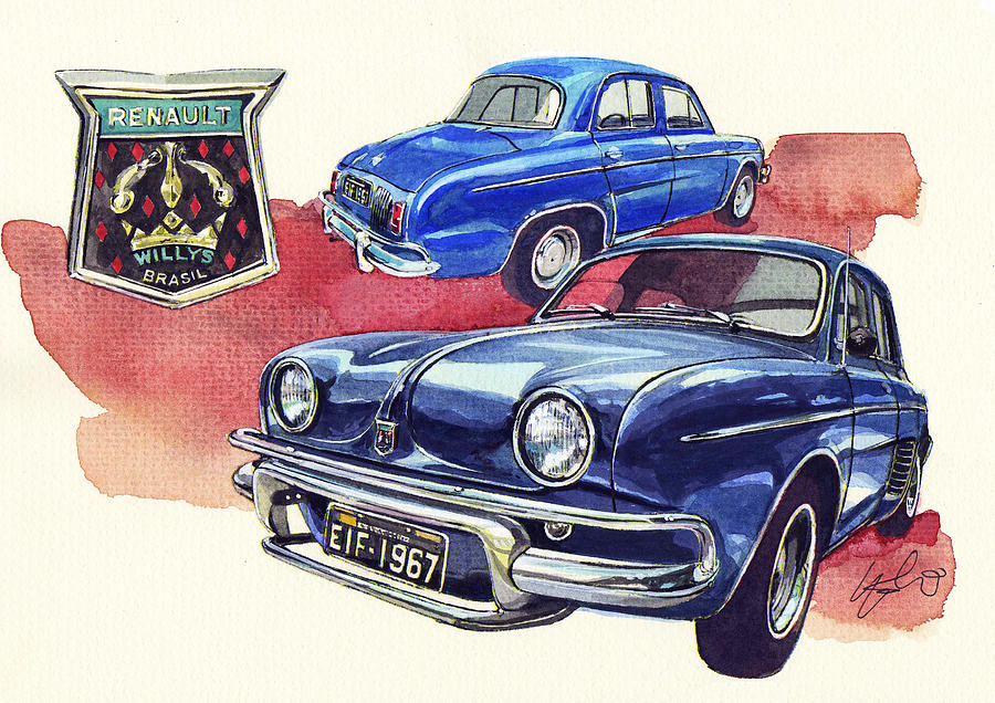 Renault Willys Gordini Painting by Yoshiharu Miyakawa