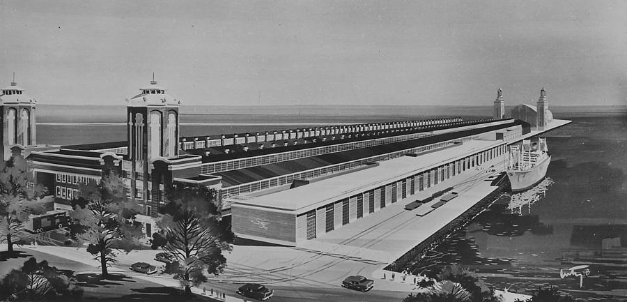 Rendering of Navy Pier After Proposed Renovation - 1959  Photograph by Chicago and North Western Historical Society
