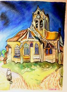 Rendering Van Gogh Church In Auvers Painting by Gina Brake Rendering Van Gogh Church In Auvers Painting by Gina Brake