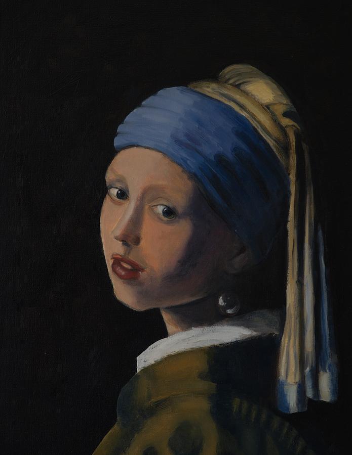 Rendition Of Vermeer's Girl With Pearl Earring Painting by Gail Eisenfeld