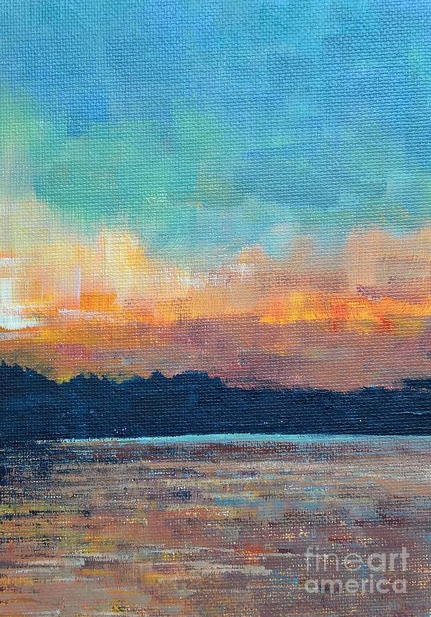 Evening Light on Rennie Lake, Michigan Painting by Lisa Dionne