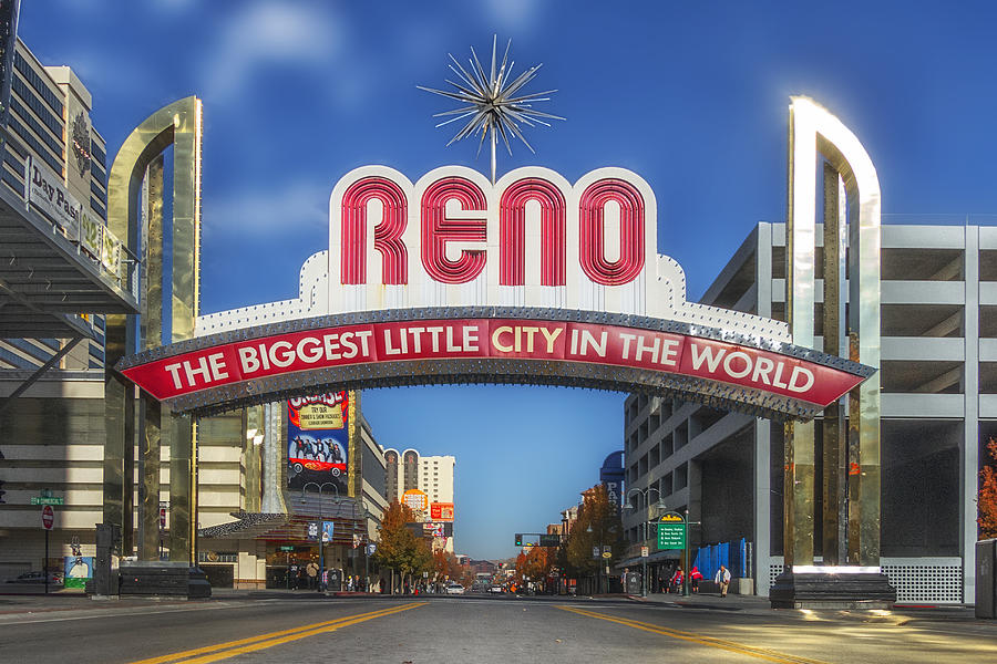 Reno a head on daytime view of the famous sign Photograph by Gary Warnimont