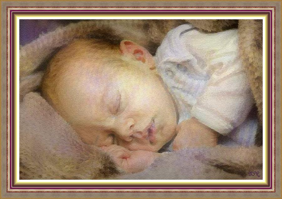 Renoircalia Catus 1 No. 2 - Adorable Baby L B With Decorative Ornate Printed Frame. Digital Art