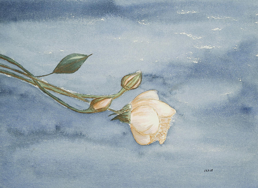 Renoirs Rose - Caught By the Frost Painting by Cynthia Schoeppel