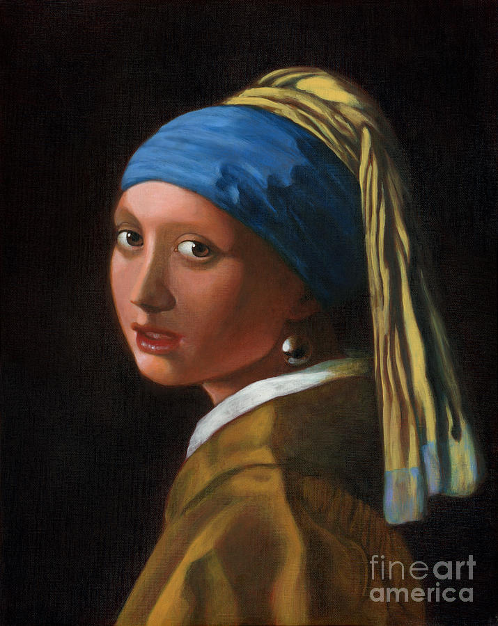 Reproduction - Johannes Vermeer - Girl with a Pearl Earring Painting by Brandy Woods