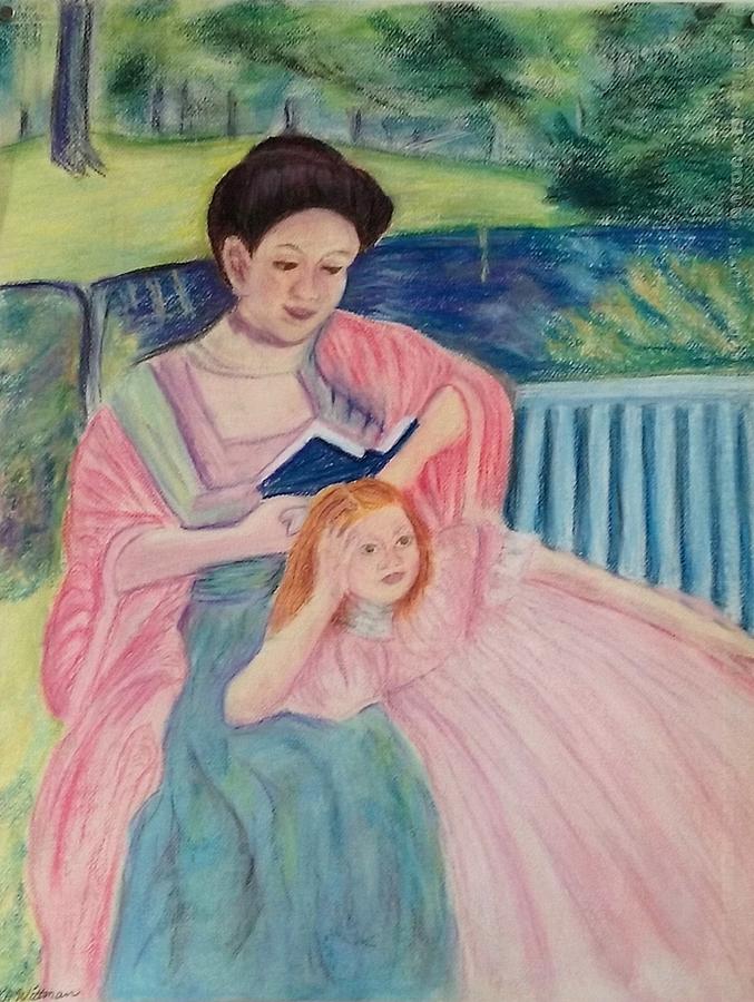 Reproduction Of Auguste Reading To Her Daughter By Mary Cassatt Pastel ...