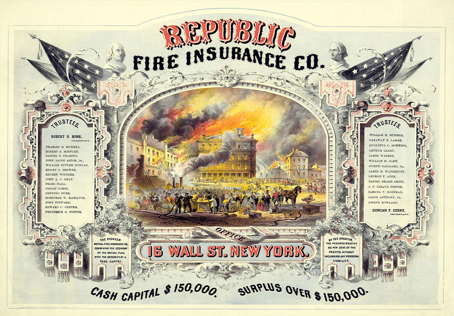 Republic Mixed Media - Republic Fire Insurance by Charlie Ross