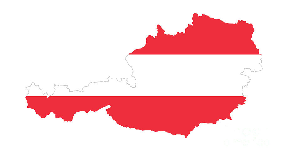 Republic of Austria flag in country silhouette Digital Art by Peter ...