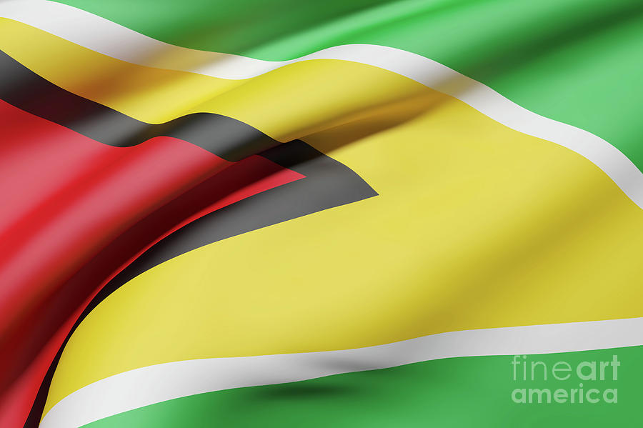 Republic Of Guyana Flag Waving
