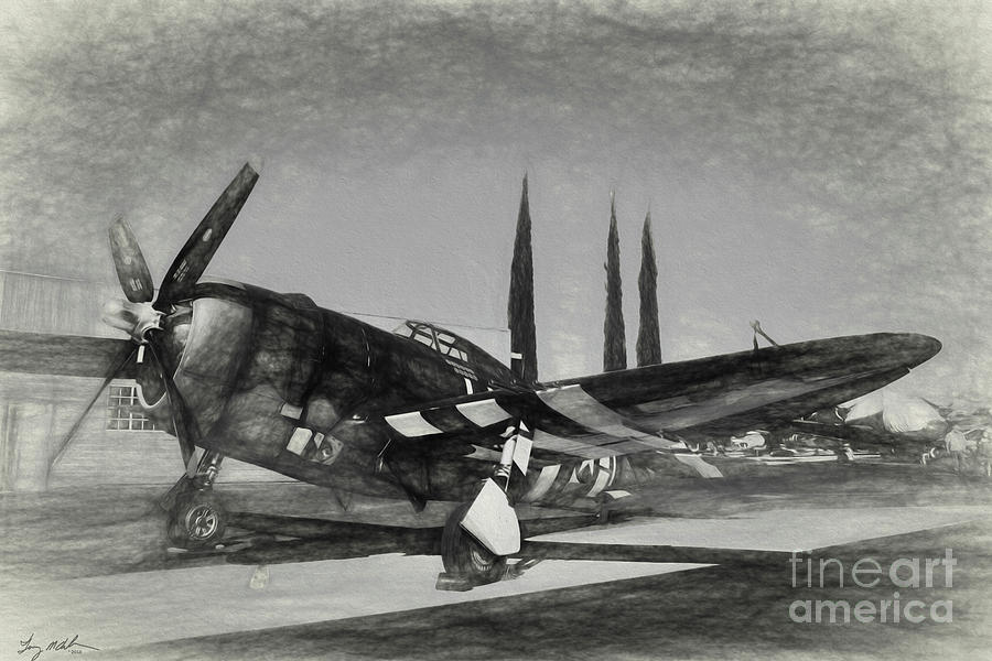 Republic P-47 Thunderbolt Sketch Digital Art by Tommy Anderson