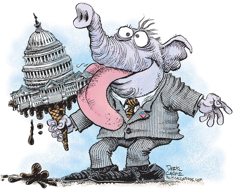 Elephant Drawing - Republicans Lick Congress by Daryl Cagle Elephant Drawing - Republicans Lick Congress by Daryl Cagle