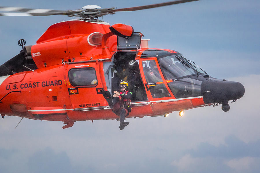 Rescue Swimmer Jumps from Helicopter Photograph by Gregory Daley  MPSA